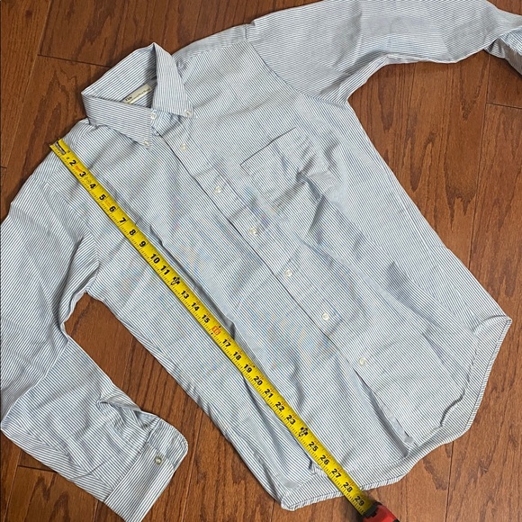GW Gentleman’s Warehouse blue pinstripes button down shirt. 15 1/2 x 33 - Picture 9 of 10